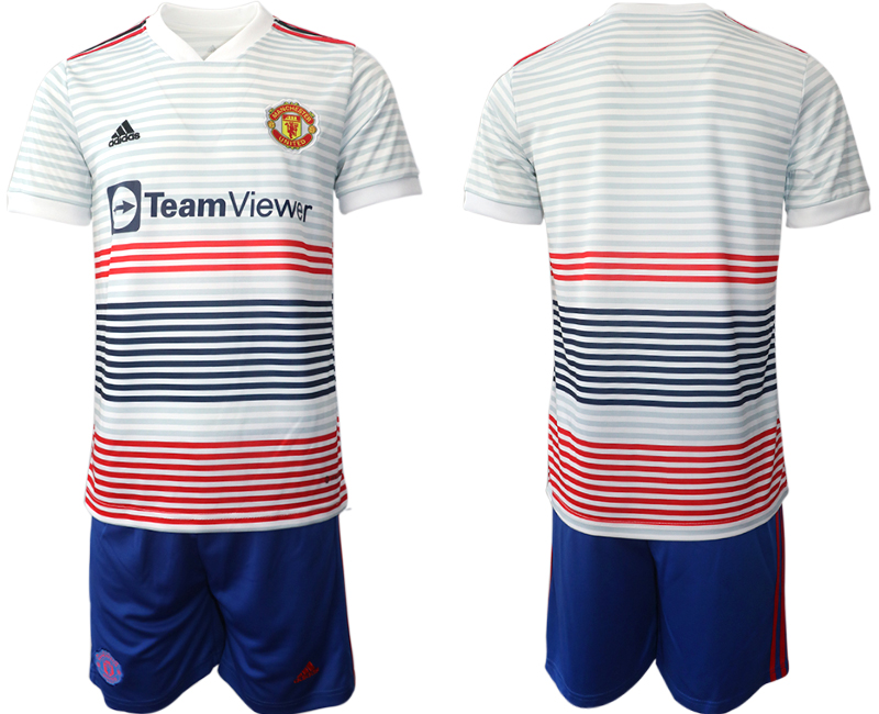 Men 2022-2023 Club Manchester United away white blank Adidas Soccer Jersey->customized soccer jersey->Custom Jersey